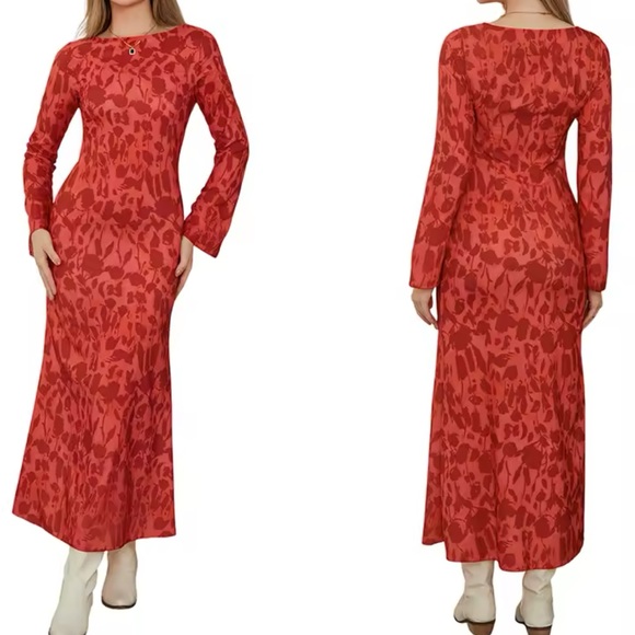 Women Leisure Style Zebra Print Long Dress Retro Casual Long Sleeve dress - Picture 5 of 5